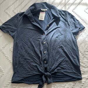 Green Envelope Tie Front Top